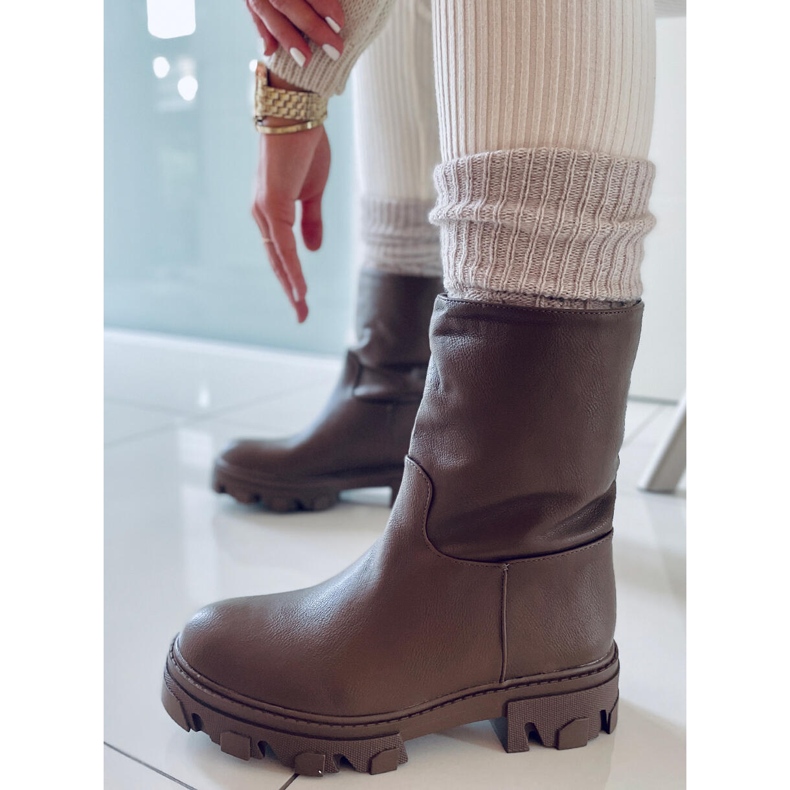 PA1 Kozačky s rovným svrškem Bunton Army Green hnědý khaki 1 PA1 Kozačky s rovným svrškem Bunton Army Green hnědý khaki 1