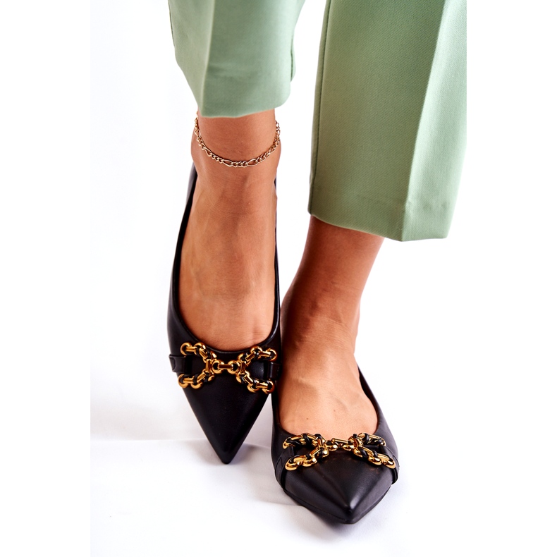 WS1 Dámské Baleríny ve špici S černým Carlos Ornamentem černá 5