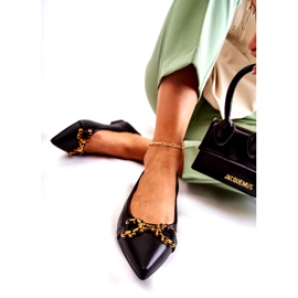 WS1 Dámské Baleríny ve špici S černým Carlos Ornamentem černá 1