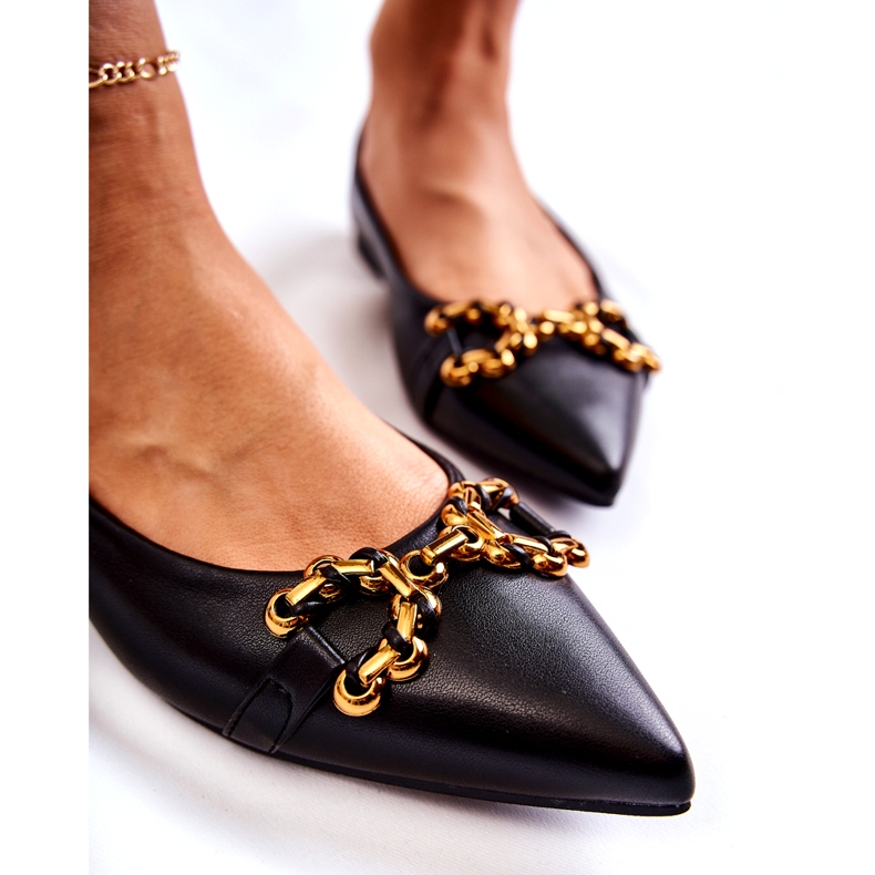 WS1 Dámské Baleríny ve špici S černým Carlos Ornamentem černá 2