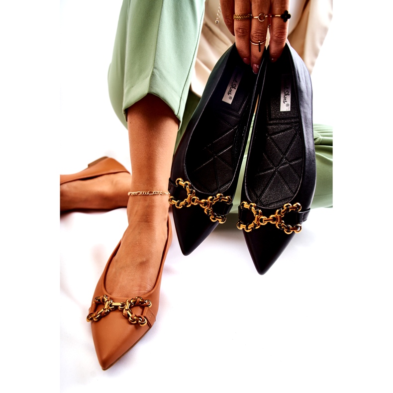 WS1 Dámské Baleríny ve špici S černým Carlos Ornamentem černá 3