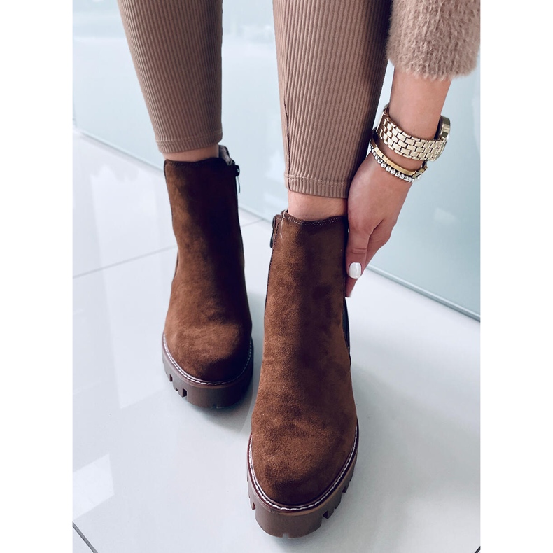 Ragga Khaki kozačky na vysokém podpatku hnědý 1