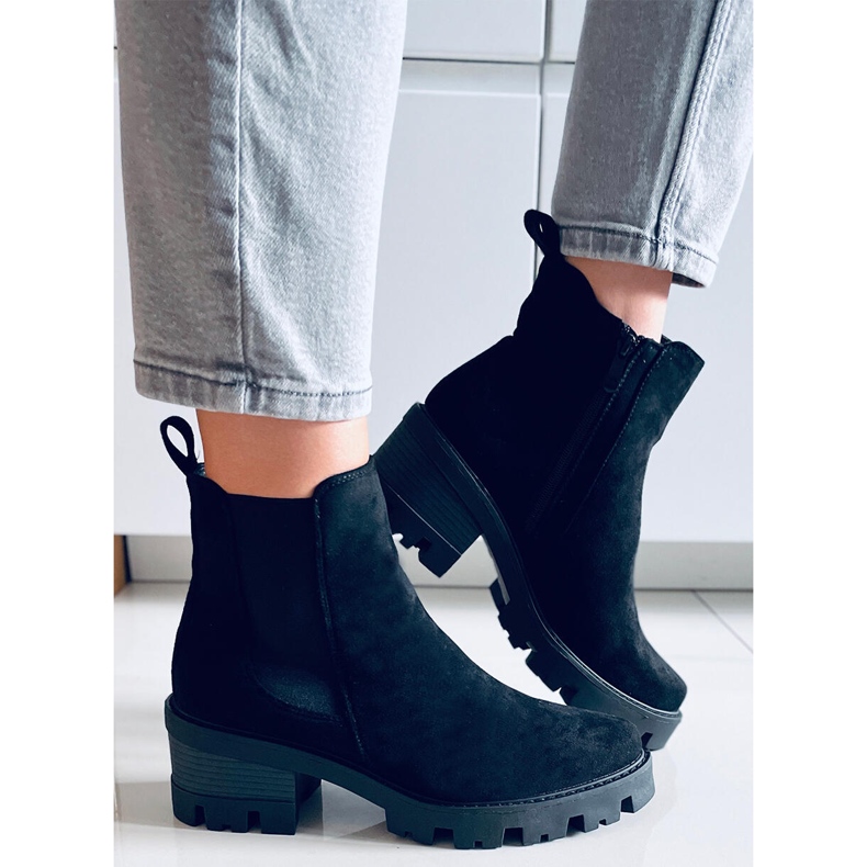 Ragga Black kotníkové boty na vysokém podpatku černá 1