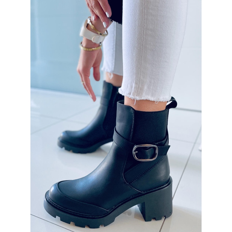 PA1 Carter Black kozačky na širokém podpatku černá 2