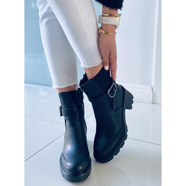 PA1 Carter Black kozačky na širokém podpatku černá 1