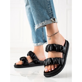 J. Star Černé pantofle s pruhy černý 2