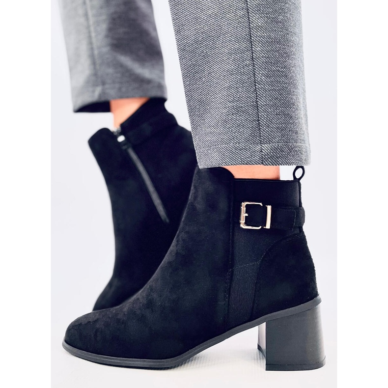 Kozačky na vysokém podpatku od Cyndi Black Suede černý 2
