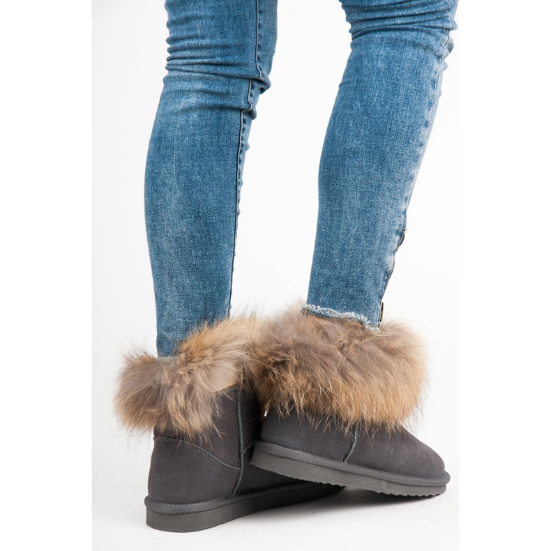 Coco Perla Kožené Mukluki šedá 2