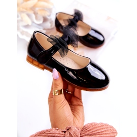 Vinceza Lakované dětské balerínky se suchým zipem a mašlí, černé černá 1