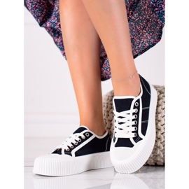 SHELOVET Tenisky Na široké Platformě černá 2 SHELOVET Tenisky Na široké Platformě černá 2