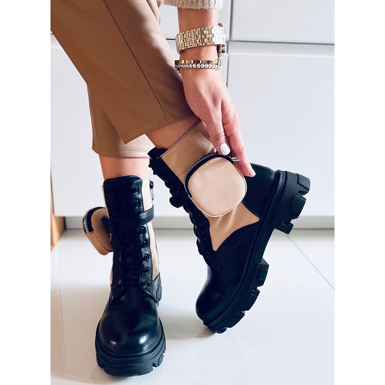 Šněrovací kozačky Victor Beige béžový 1