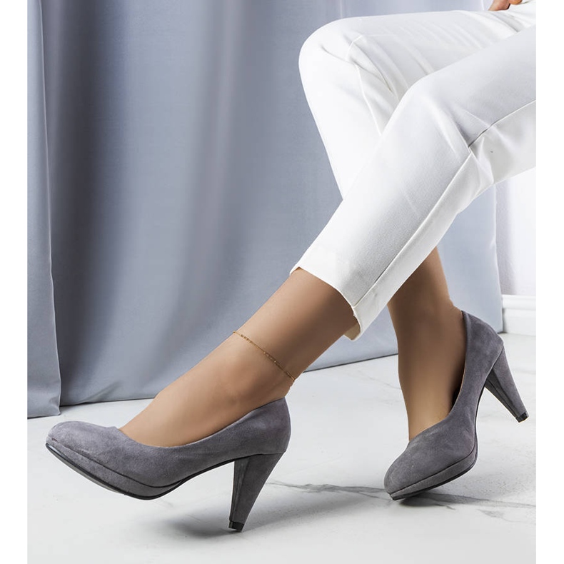 PA1 Šedé lodičky na vysokém podpatku značky Freya šedá 1