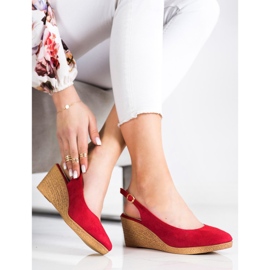 Goodin Pohodlné klínové lodičky červené 2