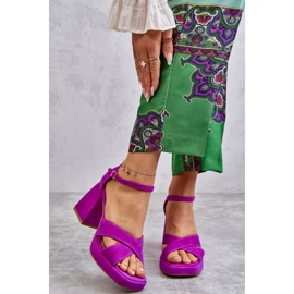 Lewski Shoes Dámské semišové sandály na vysokém podpatku Leski Boty 3221 Fuchsia růžový 1