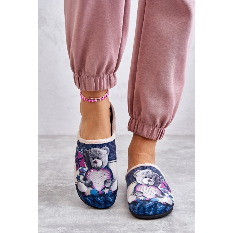 BEFADO S.A. Pantofle Befado Teddy Bear With Heart 155D210 Navy Blue námořnická modrá 1