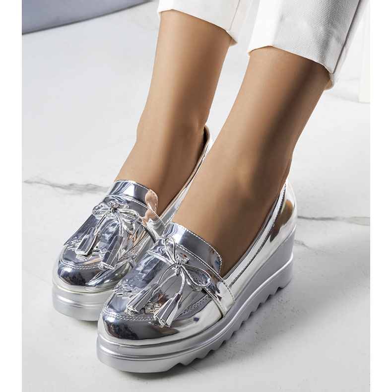 BM Stříbrné boty na klínku Cleo stříbrný 1