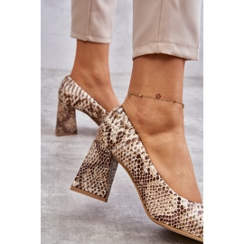 Lewski Shoes Kožené lodičky s hadím vzorem levé boty 3277 béžovo-zlaté béžový zlatý 1