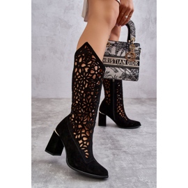 Lewski Shoes Semišové prolamované boty Leewski Boty 3234 Black černý 1