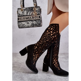 Lewski Shoes Semišové prolamované boty Leewski Boty 3234 Black černý 2
