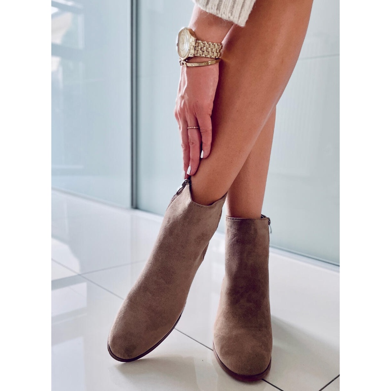 Klasické semišové kotníkové boty Natina Khaki béžový 2