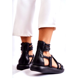 Kožené sandály na platformě Maciejka 05559-01 Černá 2