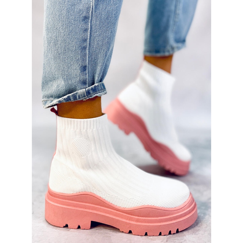 BM Elastické kotníkové boty Withers WHITE/PINK bílý růžový 1