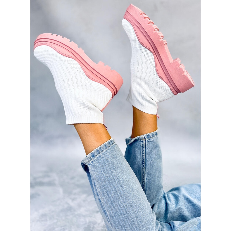 BM Elastické kotníkové boty Withers WHITE/PINK bílý růžový 2