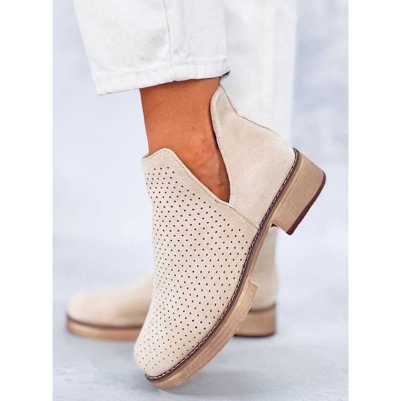 BM Jarní prolamované kozačky Neve Beige béžový 1