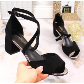 Vinceza 20193 dámské semišové sandály na podpatku černá 1