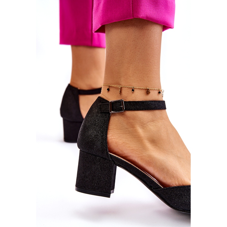 PG1 Módní lesklé lodičky na nízkém podpatku černé Leilany černá 2