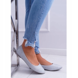 Dámské třpytivé stříbrné baleríny stříbro 3