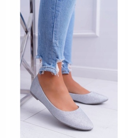 Dámské třpytivé stříbrné baleríny stříbro 1