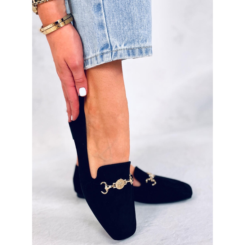 BM Dámské mokasíny Rhona Black s přezkou černá 1