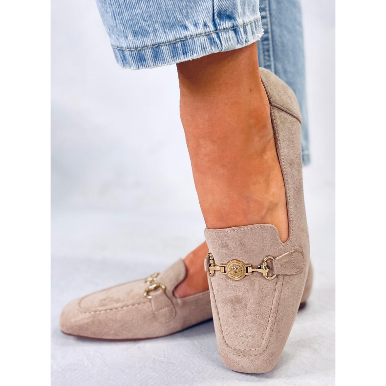 BM Dámské mokasíny Rhona Khaki s přezkou béžový 1