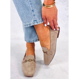 BM Dámské mokasíny Rhona Khaki s přezkou béžový 2