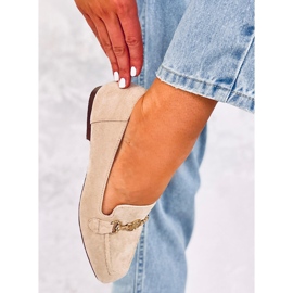 BM Dámské mokasíny Rhona Beige s přezkou béžový 1