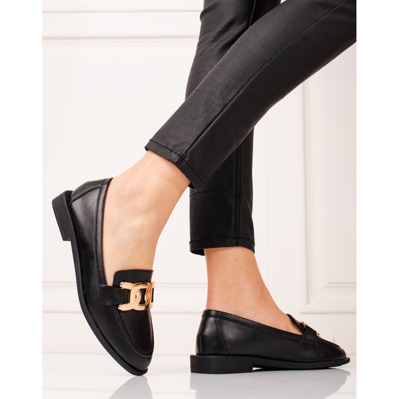 Dámské černé kožené mokasíny Shelovet černá 2