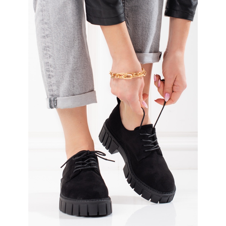 Dámské semišové šněrovací boty Shelovet černé černá 1