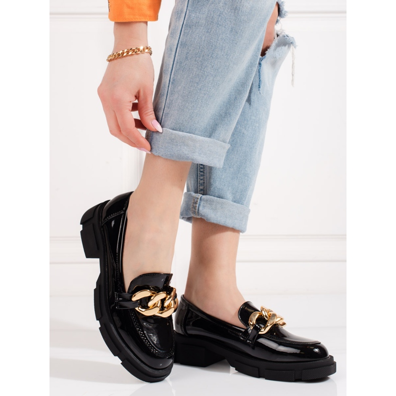 Goodin Dámské černé boty Shelovet se zlatým řetízkem černá 1