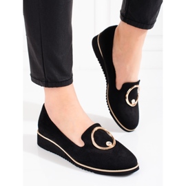 BM Dámské mokasíny Shelovet černý semiš 1