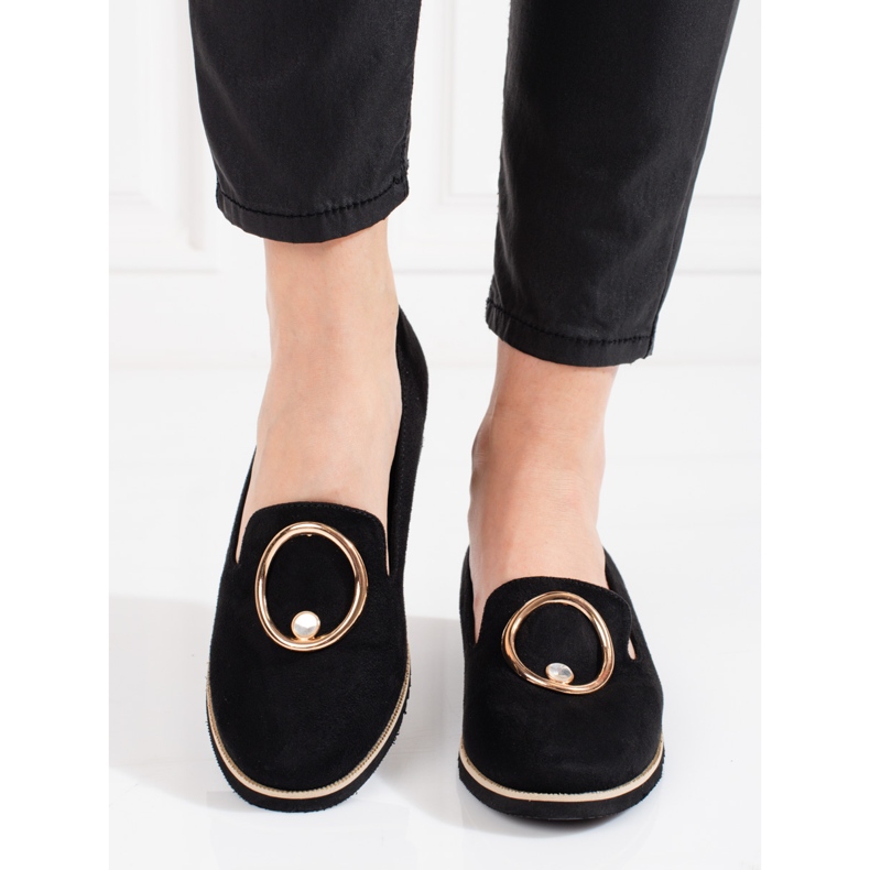 BM Dámské mokasíny Shelovet černý semiš černá 2