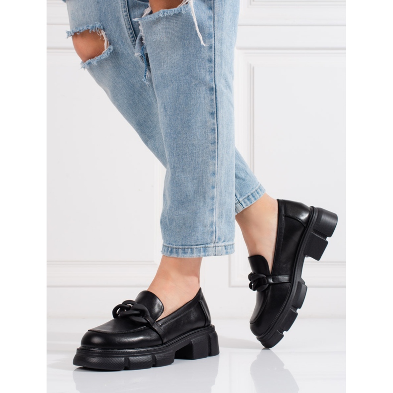 Goodin Dámské mokasíny Shelovet s černým řetízkem černá 2