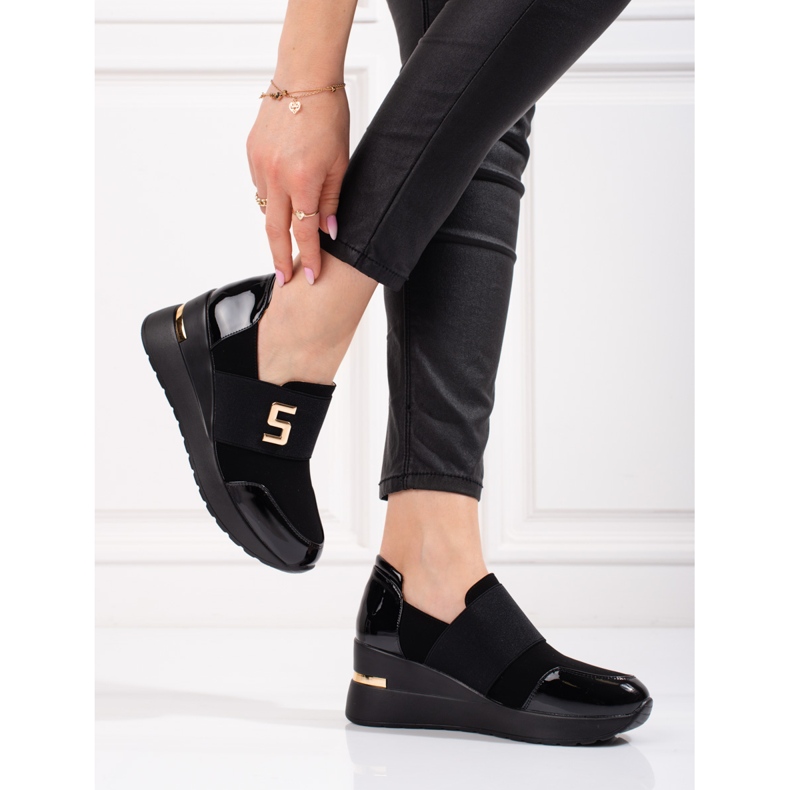 Dámské černé tenisky Shelovet na klínku černá 2