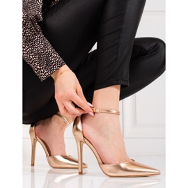 Dámské zlaté lodičky Shelovet se zapínáním kolem kotníku zlatý 2