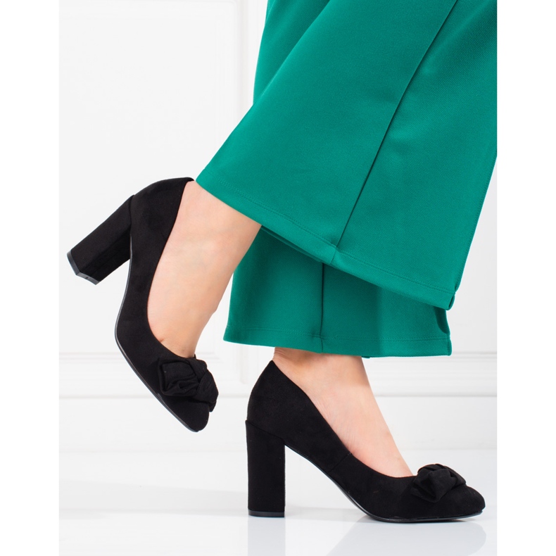 Dámské lodičky Shelovet na sloupku s mašlí černá 1