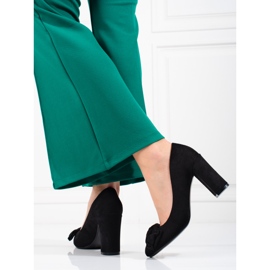 Dámské lodičky Shelovet na sloupku s mašlí černá 2