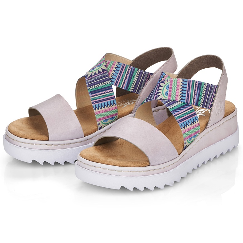 Dámské sandály Rieker V44G8-30 s barevnými gumičkami vícebarevný 2 Dámské sandály Rieker V44G8-30 s barevnými gumičkami vícebarevný 2