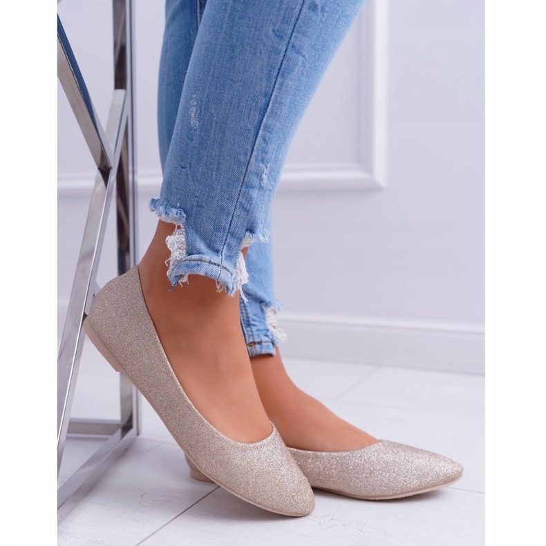 PS1 Dámské balerínky Glitter Golden Fifi zlatý 4 PS1 Dámské balerínky Glitter Golden Fifi zlatý 4
