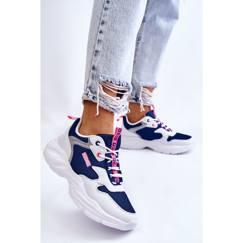 Dámské lehké sportovní boty Big Star LL274376 White and Navy bílý námořnická modrá 2
