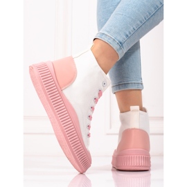 Dámské tenisky Shelovet vysoké bílé a růžové bílý růžový 1